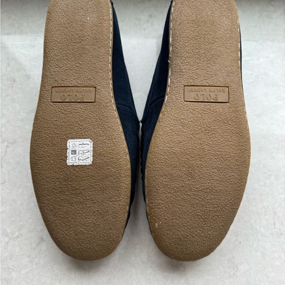 Polo Ralph Lauren Blue Suede Slippers With Polo Skiing Bear - Picture 5 of 7